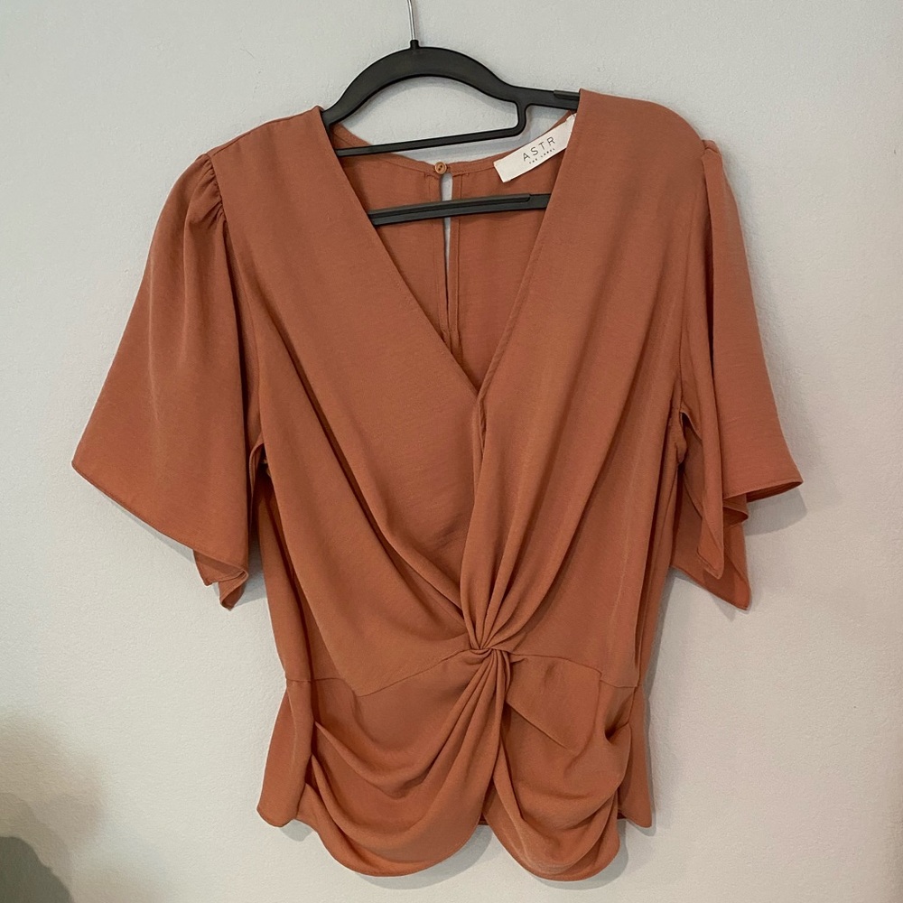 Pink ASTR peplum blouse